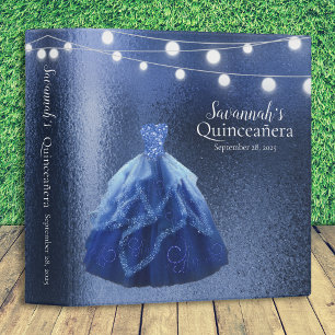 Blue Quinceanera Dress String Lights Binder