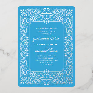Blue Quinceañera invitaciones Foil Invitation