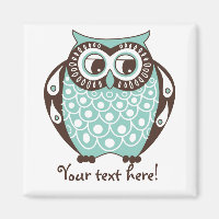 Blue Quirky Tawny Owl Customizable Magnet