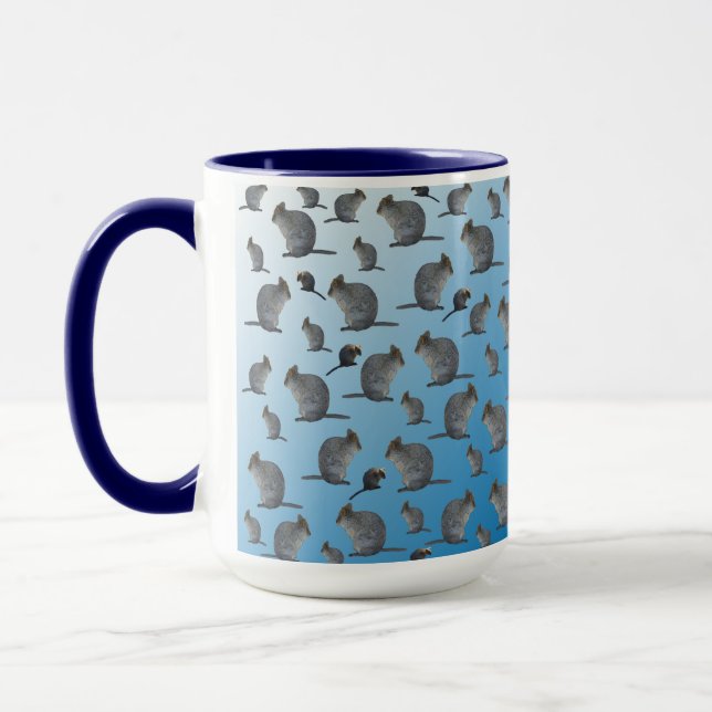 Blue Quokka Pattern, Coffee Mug (Left)