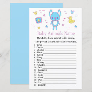 Blue Rabbit Baby Animals Name Game