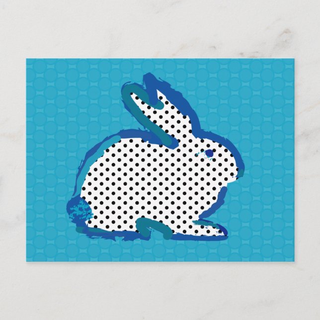 'blue rabbit' digital painting Postcard (Front)