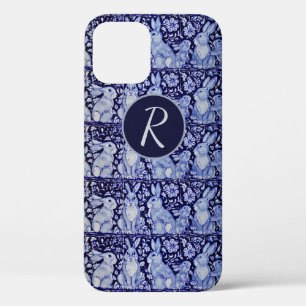 Blue Rabbit Family  Floral Delft Dedham Monogram iPhone 12 Case