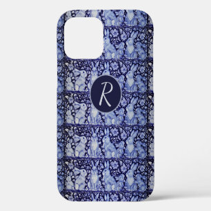 Blue Rabbit Family Floral Delft Dedham Monogram iPhone 12 Case