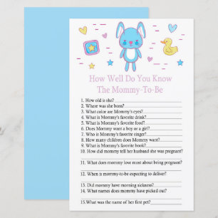 Blue Rabbit How well do you know baby shower game