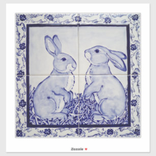 Blue Rabbit Mural Decoration for 6" Tiles Dedham