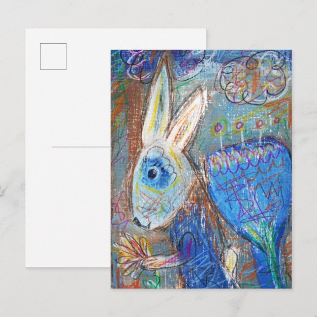 Blue Rabbit Postcard (Front/Back)
