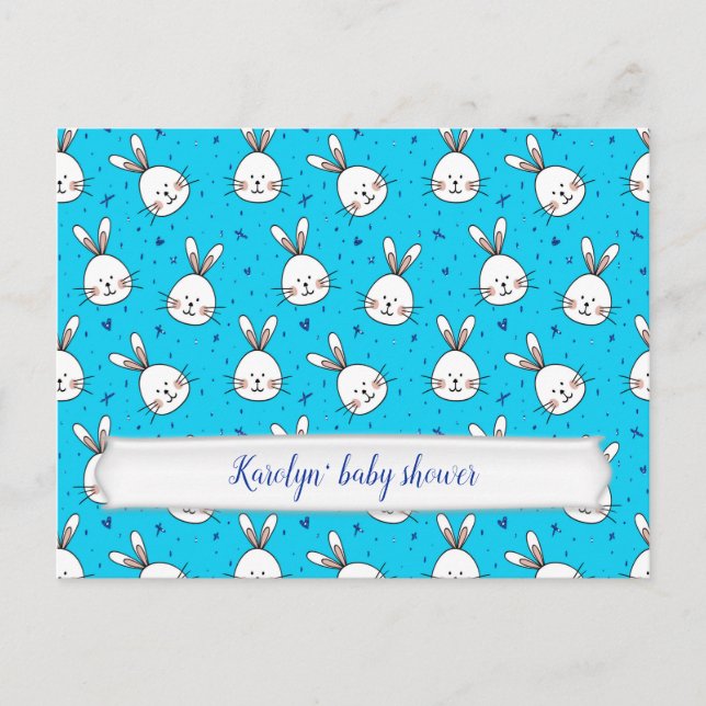 blue rabbits announcement postcard (Front)