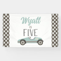 Blue Race Car 5th Birthday Banner