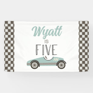 Blue Race Car 5th Birthday Banner