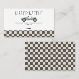 Blue Race Car Baby Shower Diaper Raffle Enclosure Card
