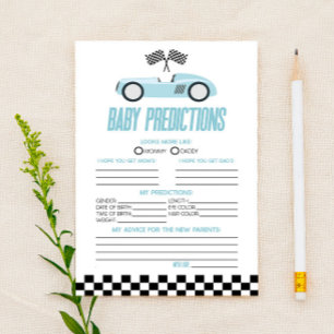 Blue Race Car Baby Shower Predictions Game