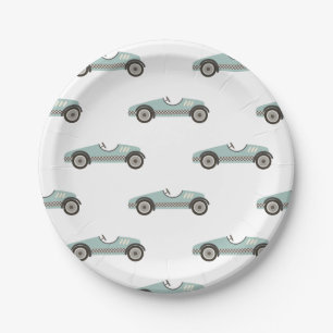 blue Race Car Birthday Paper Plates