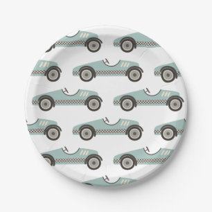 blue Race Car Birthday Paper Plates