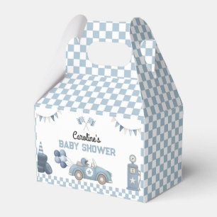 Blue Race Car Boy Baby Shower Favor Box