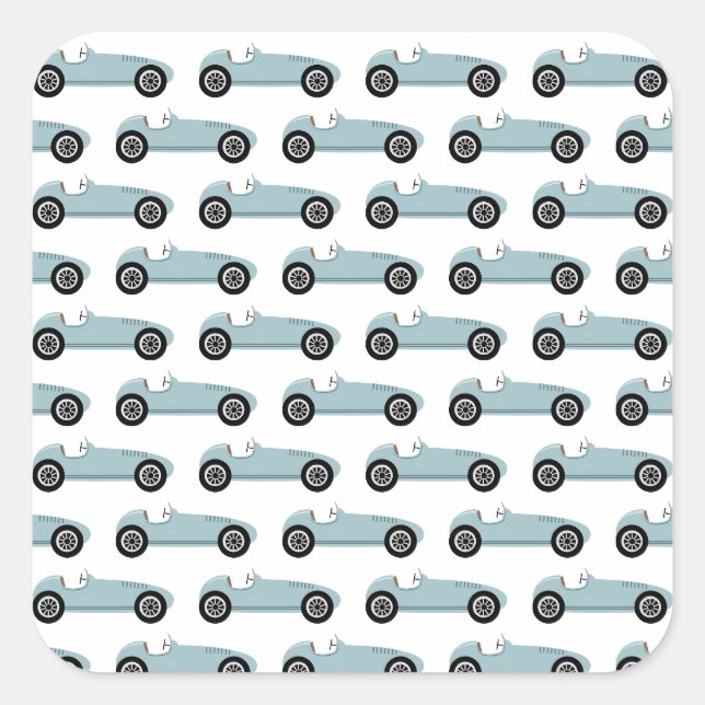 Blue Race Car Boy Racing Birthday Party Square Sticker (Front)