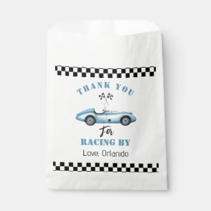 Blue race car Boy racing birthday thank you Favour Bag