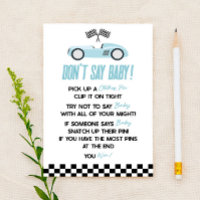 Blue Race Car Don't Say Baby Shower Game