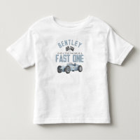 Blue Race Car Fast One Birthday Boy Shirt