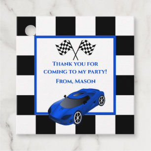 Blue Race Car Kids Birthday Party Favour Tags