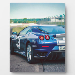 Blue Race Car Plaque