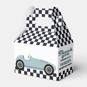 Blue Race Car Racing Birthday Party Chequered Favor Box