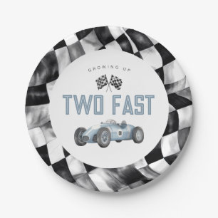 Blue Race Car Two Fast 2nd birthday party Paper Plate