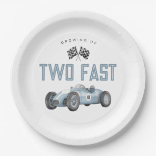 Blue Race Car Two Fast 2nd birthday party Paper Plate