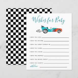 Blue Race Car Wishes for Baby Card