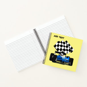 Blue Race Car with Checkered Flag Notebook