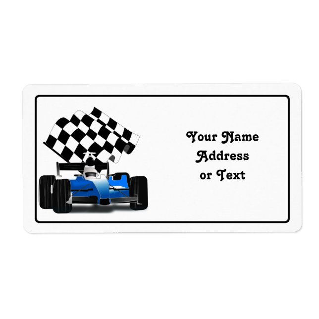 Blue Race Car with Chequered Flag (Front)