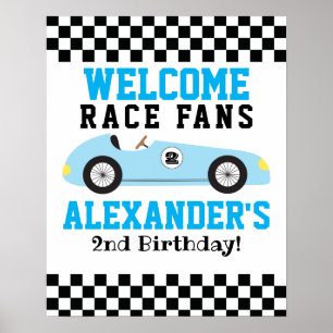 Blue Racecar Boys 2e Affiche de bienvenue d'annive
