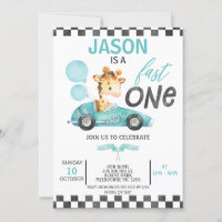 Blue Racing Car Balloons Giraffe 1st Birthday