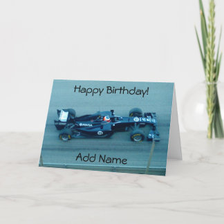 Blue Racing Car Birthday Card