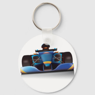 Blue Racing Car Keychain