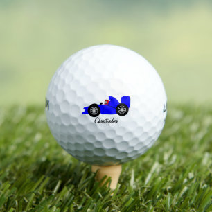 Blue Racing Car Personalised Golf Balls