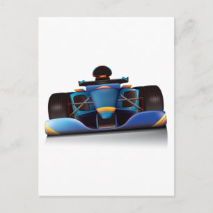 Blue Racing Car Postcard