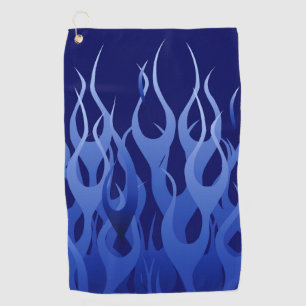 Blue Racing Flames Decor on a Golf Towel