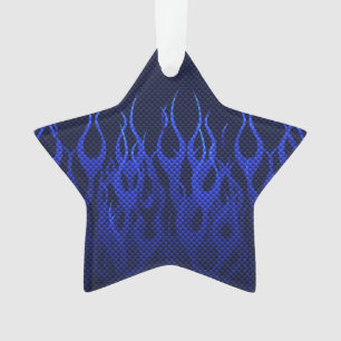 Blue Racing Flames on Carbon Fiber