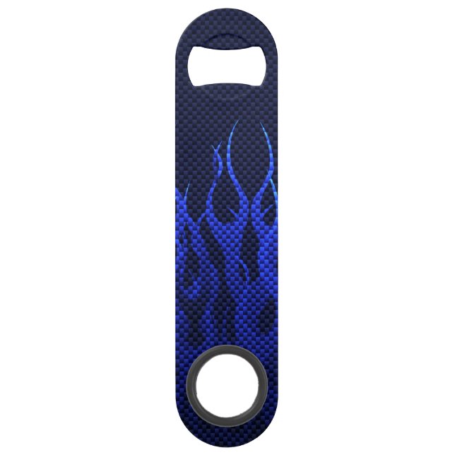 Blue Racing Flames on Carbon Fiber (Devant)