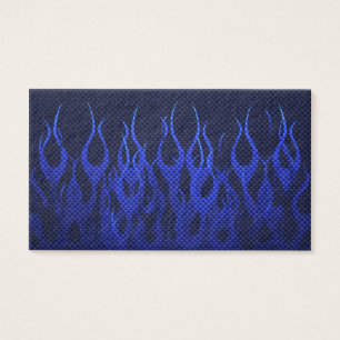 Blue Racing Flames on Carbon Fiber Print