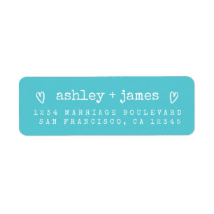 Blue Radiance Heart Couple Wedding Return Address
