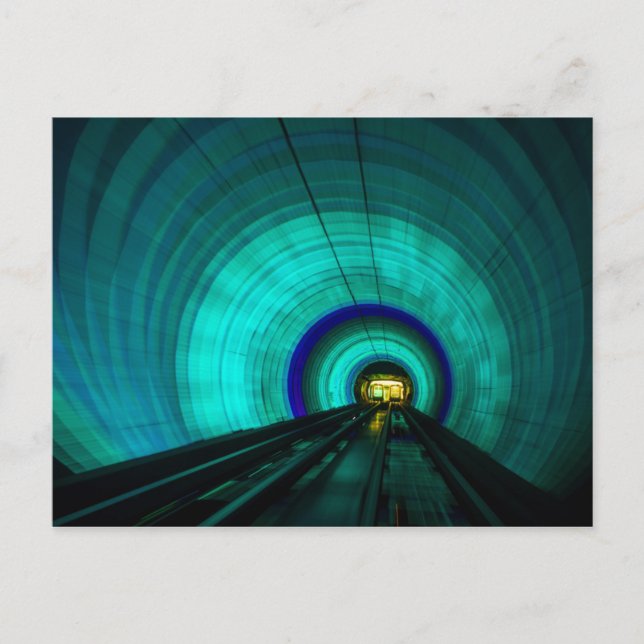 Blue railroad tunnel, Singapore Postcard (Front)
