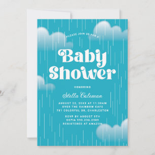 Blue Rain Cloud Baby Shower Invitation