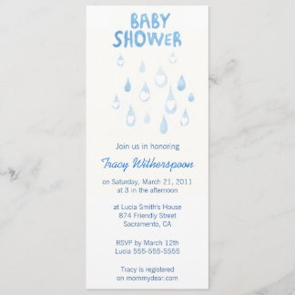 Blue rain drop baby shower invite