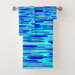 Blue Rain Drops Abstract Bath Towel Set