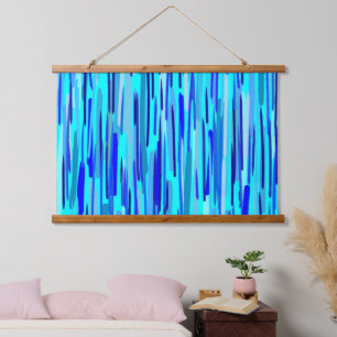 Blue Rain Drops Abstract  Hanging Tapestry