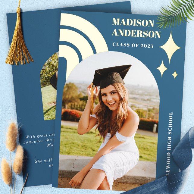 Blue Rainbow Arch And Stars Graduation (Creator Uploaded)