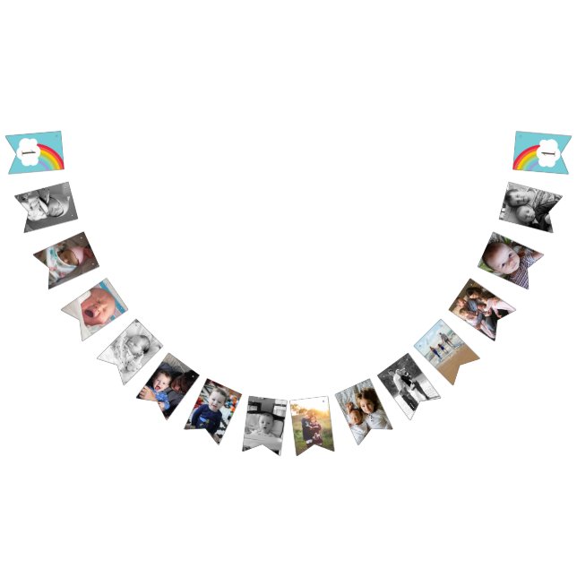 Blue Rainbow Baby 1st Birthday Photo Bunting Flags (All)