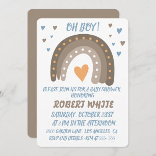 Blue Rainbow Baby Shower Boy Invitation